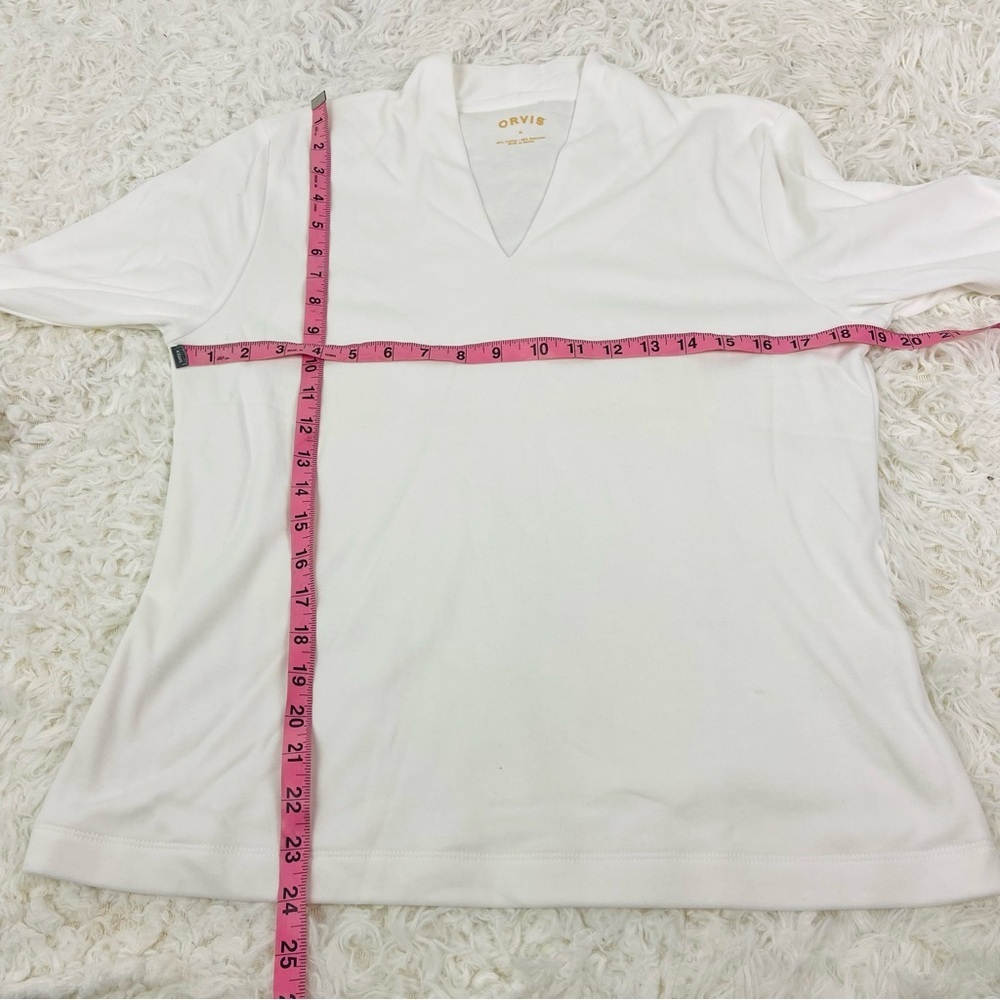 ORVIS white V neck 3/4 sleeves cotton shirt size medium - Picture 7 of 7